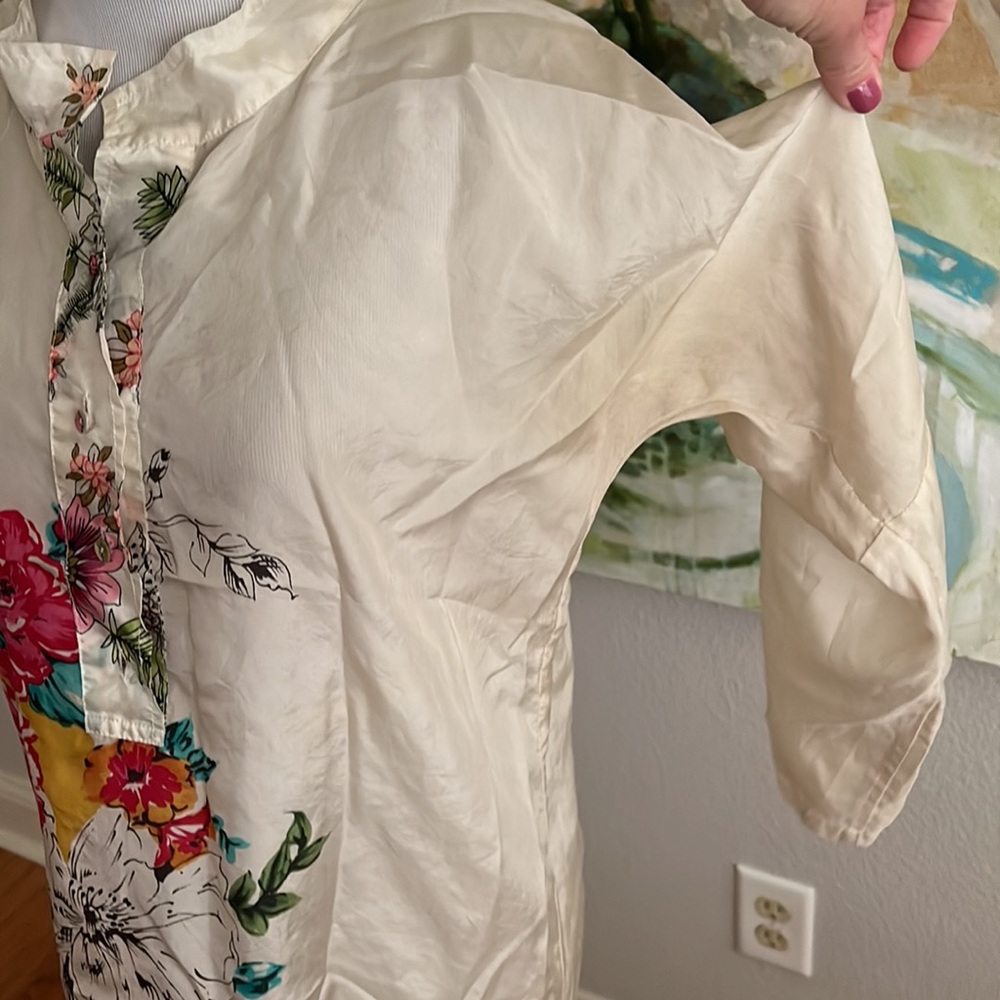 Johnny Was Silk Tunic floral cream small - Picture 13 of 16